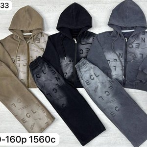 Детские толстовки из варёного хлопка с капюшоном 2-слойным — рост 120–160, фабричная ростовка