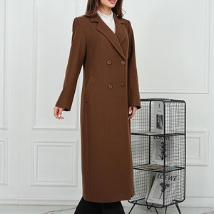 Качественное двубортное прямое пальто из кашемира | MAIA