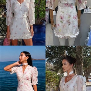 Летние платья из тенселя TALANTOVA collection — комплект с чокером, цветы (розовый/сирень/фиолетовый)