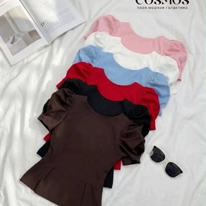 Женская блуза в стиле ZARA с акцентными плечами и V-образной спинкой со шнуровкой — COSMOS