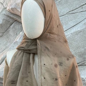 Элегантный Женский Шарф из Жатого Шифона с Вышивкой Шанель