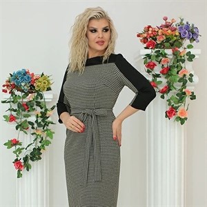 Офисное комбинированное платье футляр Вика из трикотажа