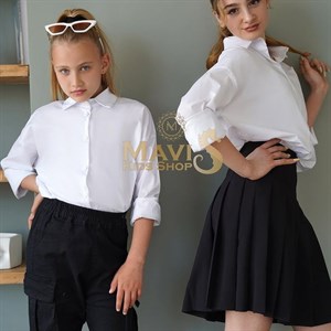 Хлопковая школьная рубашка в стиле оверсайз oversize