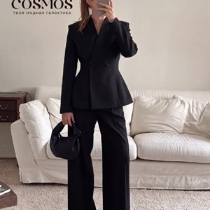 Элегантный женский приталенный жакет с баской и двубортным фасоном COSMOS — размеры 42–44