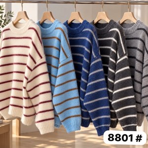 Женский oversize-свитер в полоску — мягкая пушистая вязка из Гуанчжоу