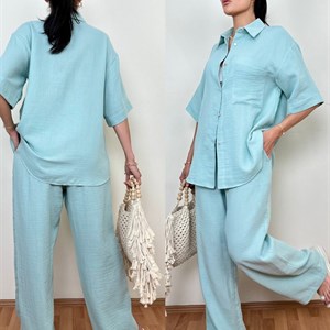 Мягкий муслиновый костюм самое то в такую жару S m