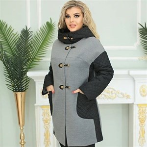 Комбинированное пальто Амели из материала драп и стёганной