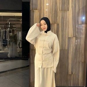 Льняная летняя двойка в стиле кимоно AIZA BRAND — женский костюм с завязкой на талии